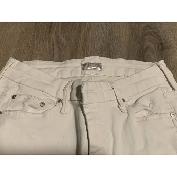 Little Miss Ankle Mother Jeans Looker Women's Size 26 White Cotton Distressed - Picture 6 of 8